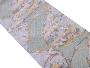 本場筑前博多曲線に花葉模様織出し名古屋帯